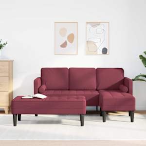 Kavčna garnitura z blazino 2 pcs Vinorodna rdeča Poliester