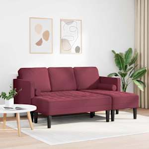 Set pohovek s polštářem 2 pcs Víno Červené Polyester - obrázek 3