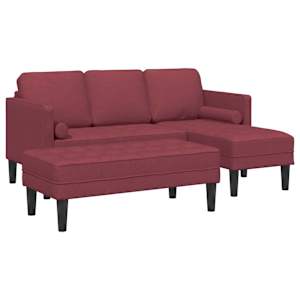 Set pohovek s polštářem 2 pcs Víno Červené Polyester - obrázek 2