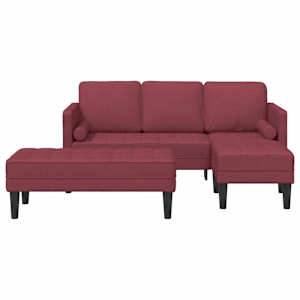 Set pohovek s polštářem 2 pcs Víno Červené Polyester - obrázek 4
