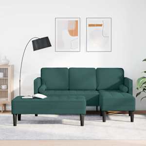 Kavčna garnitura z blazino 2 pcs Temno zelena Poliester