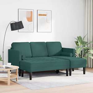 Set pohovek s polštářem 2 pcs Tmavě zelená Polyester - obrázek 3