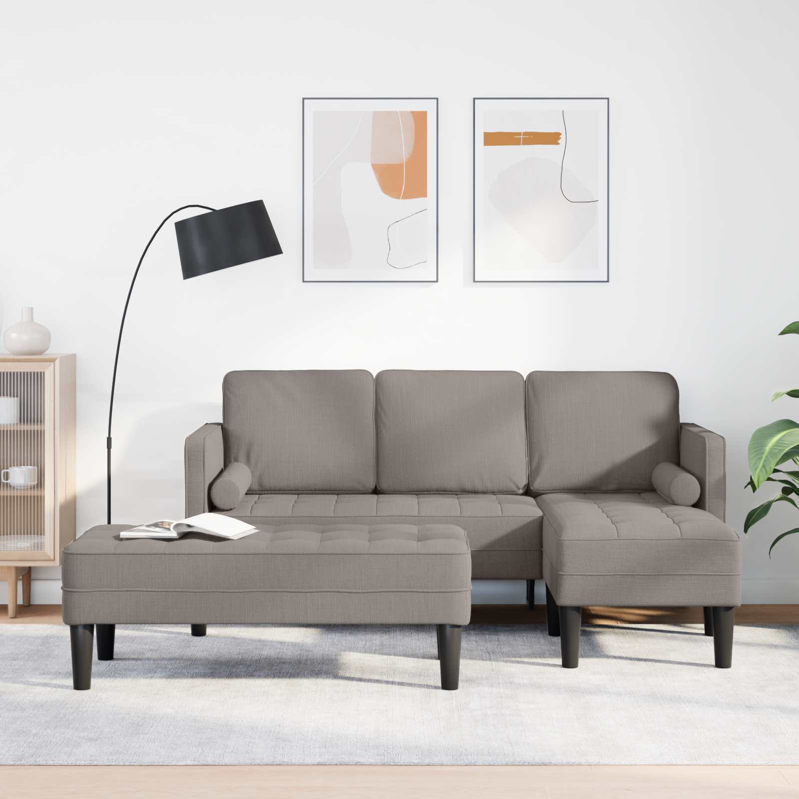 vidaXL Sofa Set mit Kissen 2 pcs Taupe Polyester