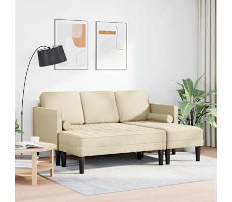 vidaXL Dīvānu komplekts 2 pcs Krēmkrāsa 173 x 131 x 67 cm audums