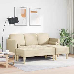 Set pohovek s polštářem 2 pcs Krémová Polyester - obrázek 3