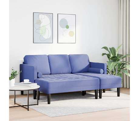 vidaXL Set di divani con cuscino 2 pcs Blu jeans Poliestere