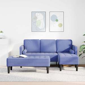 Set pohovek s polštářem 2 pcs Modrá džínovina Polyester - obrázek 1