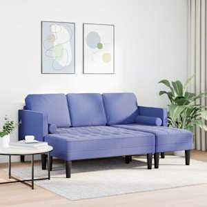 Set pohovek s polštářem 2 pcs Modrá džínovina Polyester - obrázek 3