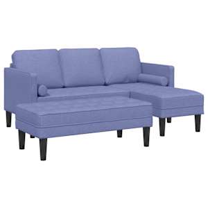 Set pohovek s polštářem 2 pcs Modrá džínovina Polyester - obrázek 2