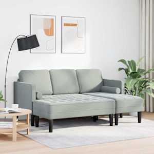 Set pohovek s polštářem 2 pcs Světle šedá Polyester - obrázek 3