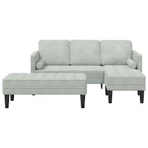 Set pohovek s polštářem 2 pcs Světle šedá Polyester - obrázek 6