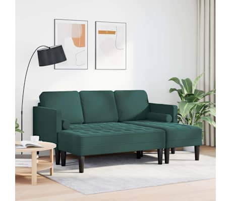 vidaXL Ensemble de Canap&eacute;s avec coussin 2 pcs Vert fonc&eacute; Polyester