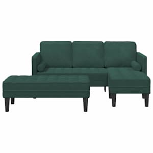 Set pohovek s polštářem 2 pcs Tmavě zelená Polyester - obrázek 2