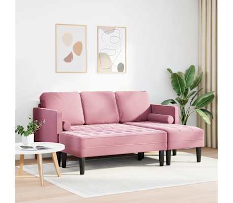 vidaXL Conjunto de Sofás 2 pcs Rosa 173 x 131 x 67 cm Veludo