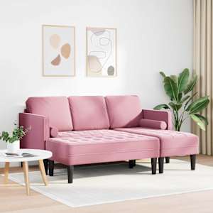 Set pohovek s polštářem 2 pcs Růžová Polyester - obrázek 3