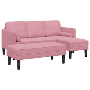 Set pohovek s polštářem 2 pcs Růžová Polyester - obrázek 2