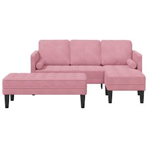 Set pohovek s polštářem 2 pcs Růžová Polyester - obrázek 4