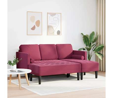 vidaXL Ensemble de Canap&eacute;s avec coussin 2 pcs Bordeaux Polyester