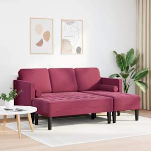 Set pohovek s polštářem 2 pcs Víno Červené Polyester - obrázek 3