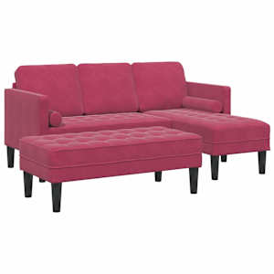 Set pohovek s polštářem 2 pcs Víno Červené Polyester - obrázek 2