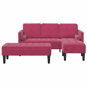 Set pohovek s polštářem 2 pcs Víno Červené Polyester - obrázek 4