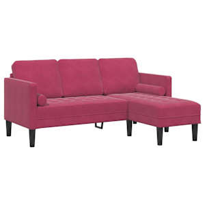 Set pohovek s polštářem 2 pcs Víno Červené Polyester - obrázek 5