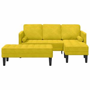 Set pohovek s polštářem 2 pcs Žlutá Polyester - obrázek 2
