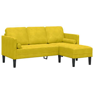 Set pohovek s polštářem 2 pcs Žlutá Polyester - obrázek 3