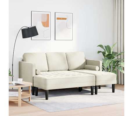 vidaXL Kavčna garnitura z blazino 2 pcs krema Poliester