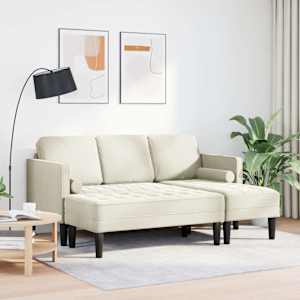 vidaXL Kavčna garnitura z blazino 2 pcs krema Poliester