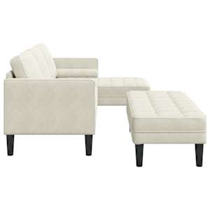 Set pohovek s polštářem 2 pcs Krémová Polyester - obrázek 5