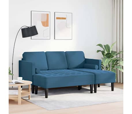 vidaXL Bankstel met kussen 2 pcs Blauw Polyester