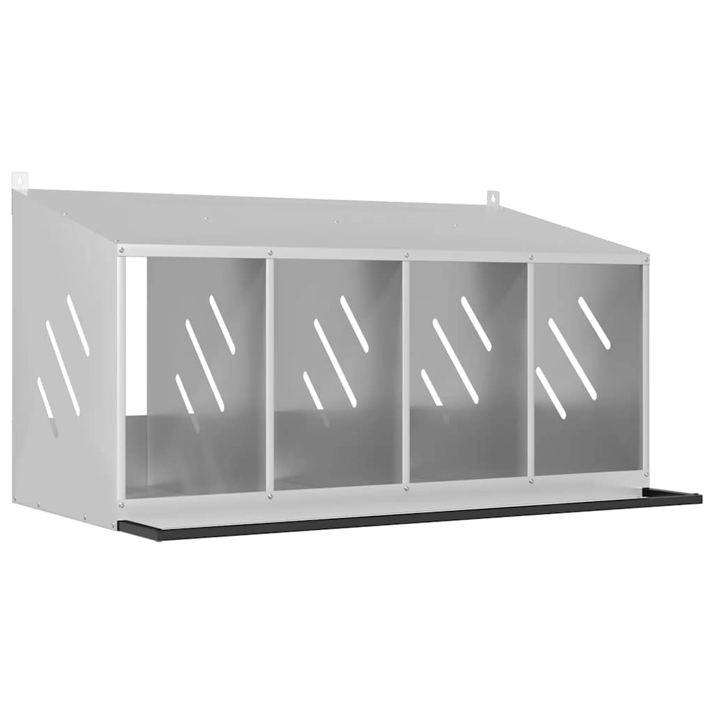 vidaXL Hnízdní box pro kuřata 4 přihrádkami Pozinkovaný stříbrný kov