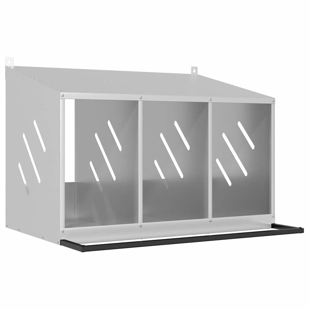 vidaXL Hnízdní box pro kuřata 3 přihrádkami Pozinkovaný stříbrný kov