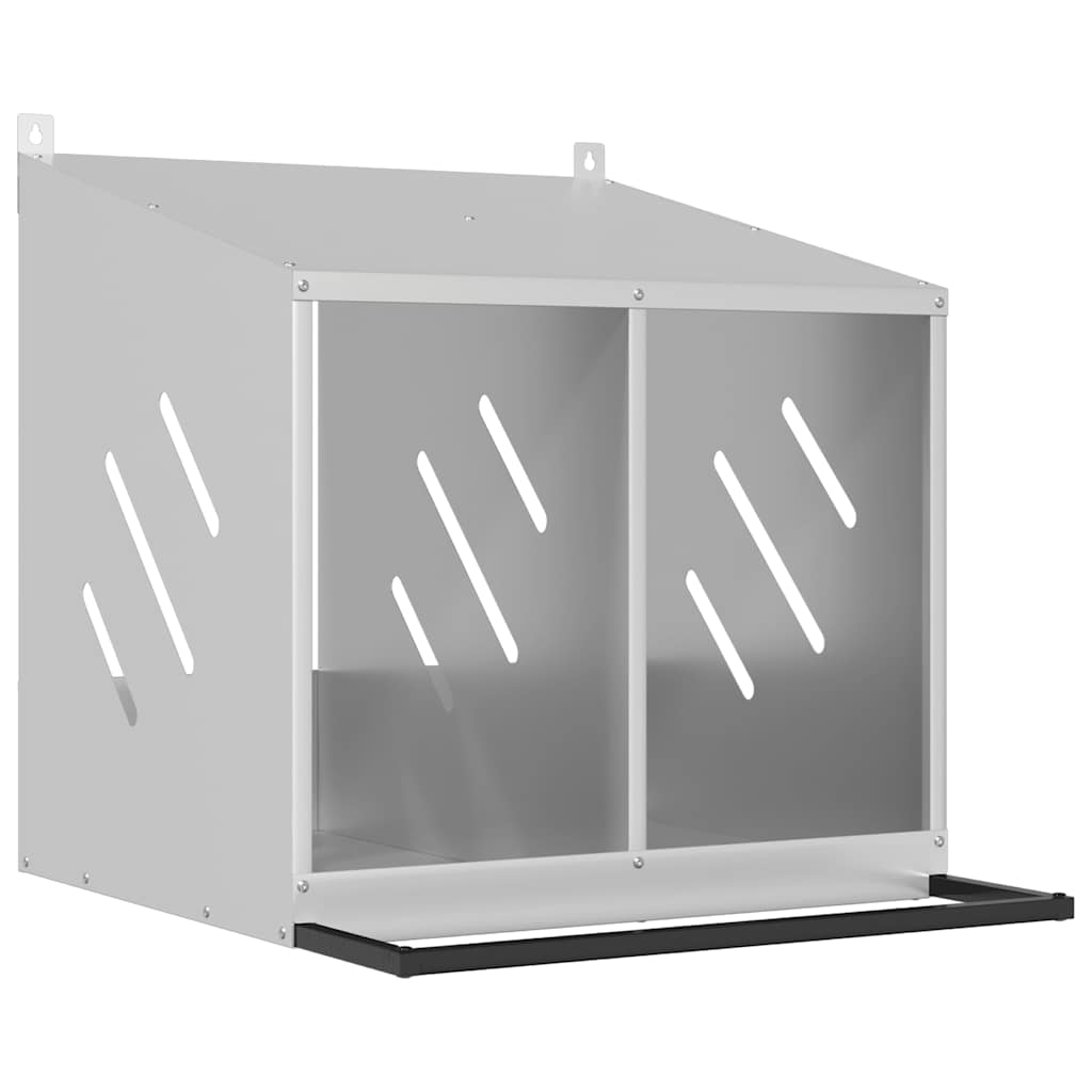 vidaXL Hnízdní box pro kuřata 2 přihrádkami Pozinkovaný stříbrný kov