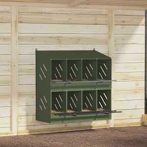 Piščančja gnezdilnica s 8 predali olivno zelena kovina