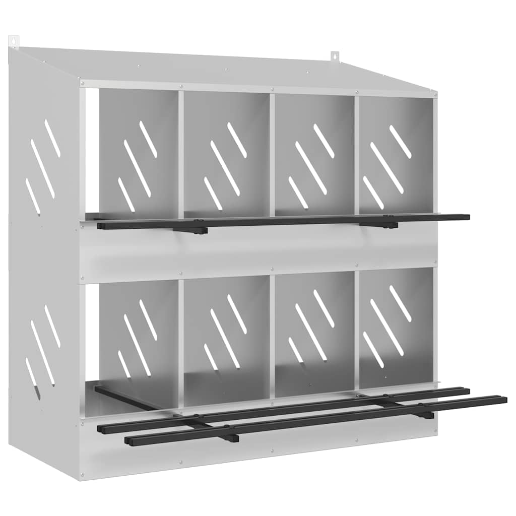 vidaXL Hnízdní box pro kuřata 8 přihrádkami Pozinkovaný stříbrný kov