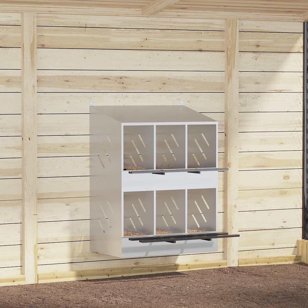 vidaXL Hühner-Nistkasten mit 6 Fächern Verzinktes Silber Metall