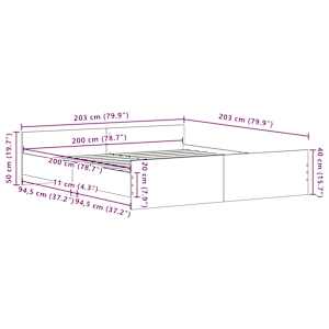 Rám postele bez matrace černý dub 200x200 cm kompozitní dřevo - obrázek 11