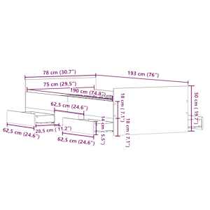 Rám postele s čelo Černý dub 193 x 78 x 50 cm kompozitní dřevo - obrázek 11
