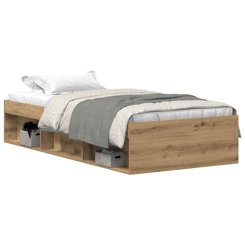 E-shop vidaXL Posteľný rám bez matraca dub artisan 75x190 cm kompozitné drevo