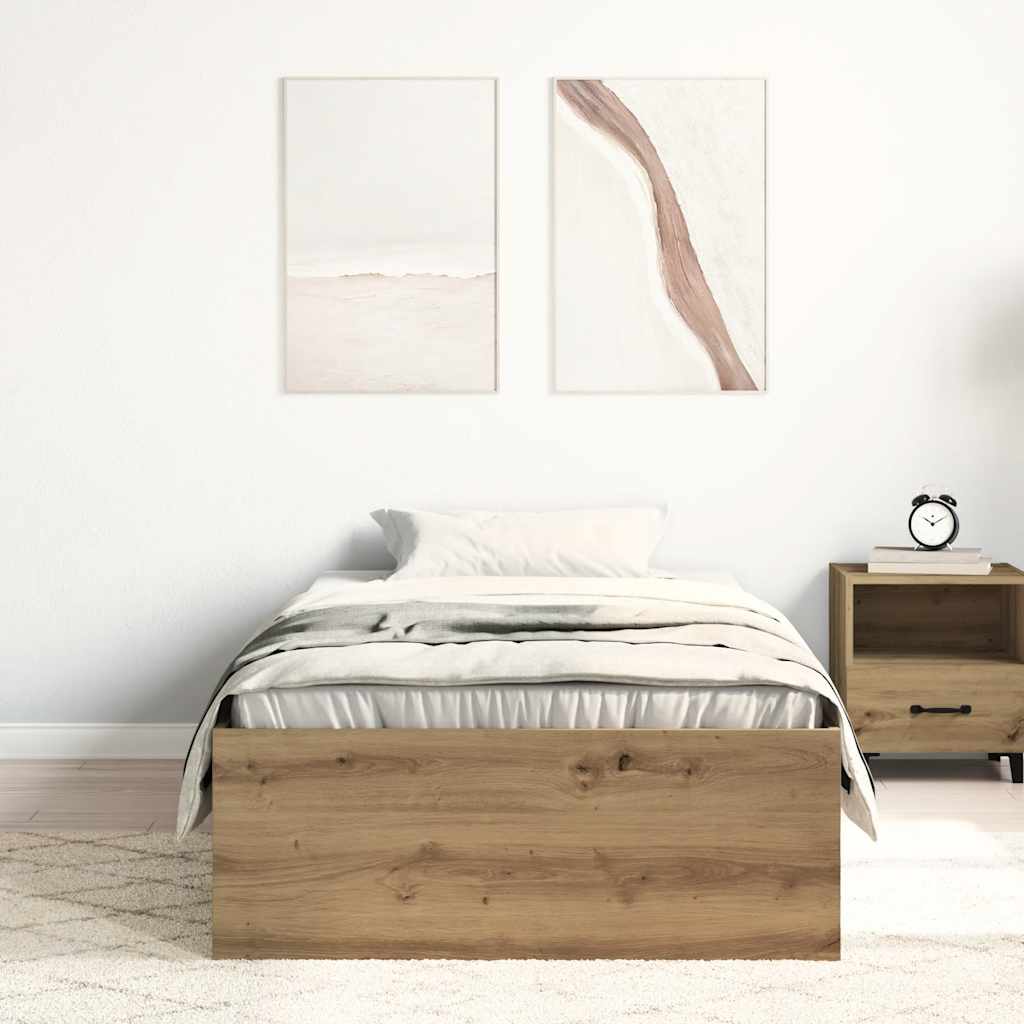 vidaXL Bedframe zonder matras 75x190 cm spaanplaat ambachtelijk afbeelding