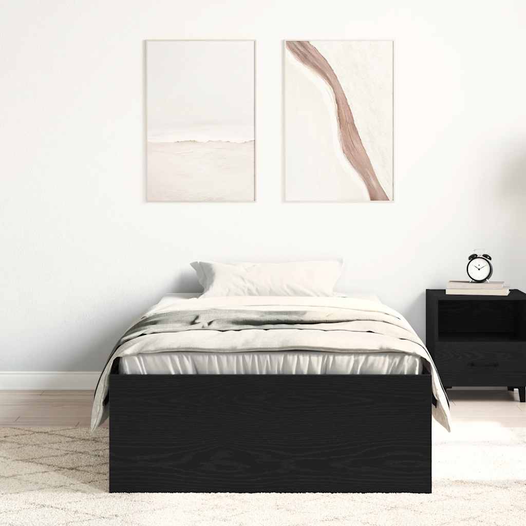 vidaXL Bedframe zonder matras 75x190 cm spaanplaat zwart eikenkleurig afbeelding