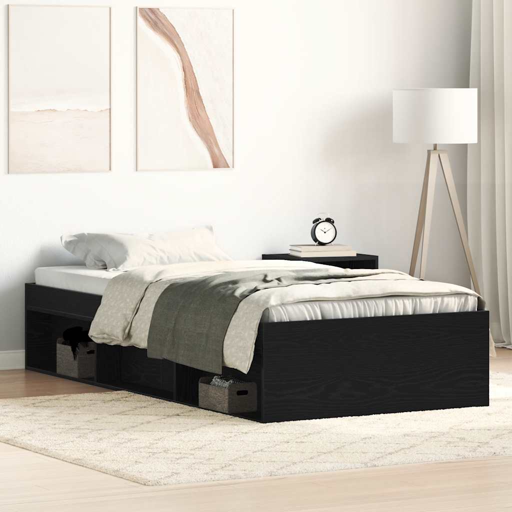 vidaXL Giroletto senza Materasso Rovere Nero 75x190 cm in Truciolato