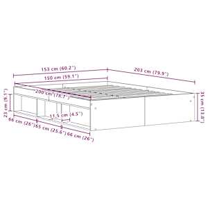 Rám postele bez matrace černý dub 150x200 cm kompozitní dřevo - obrázek 10