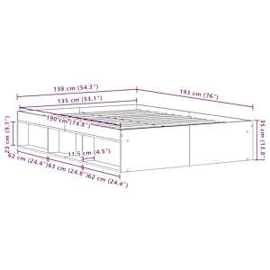 Rám postele bez matrace Staré dřevo 135x190cm Technické dřevo - obrázek 10