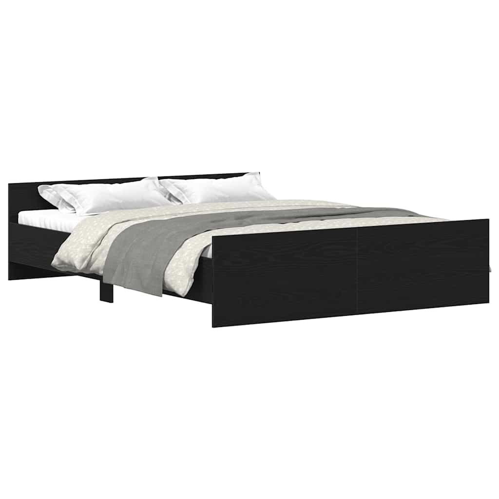 vidaXL fekete tölgy színű szerelt fa ágykeret matrac nélkül 150x200 cm