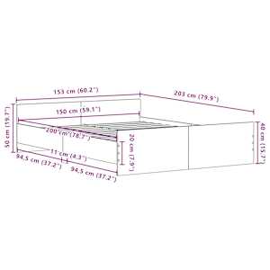 Rám postele bez matrace černý dub 150x200 cm kompozitní dřevo - obrázek 12