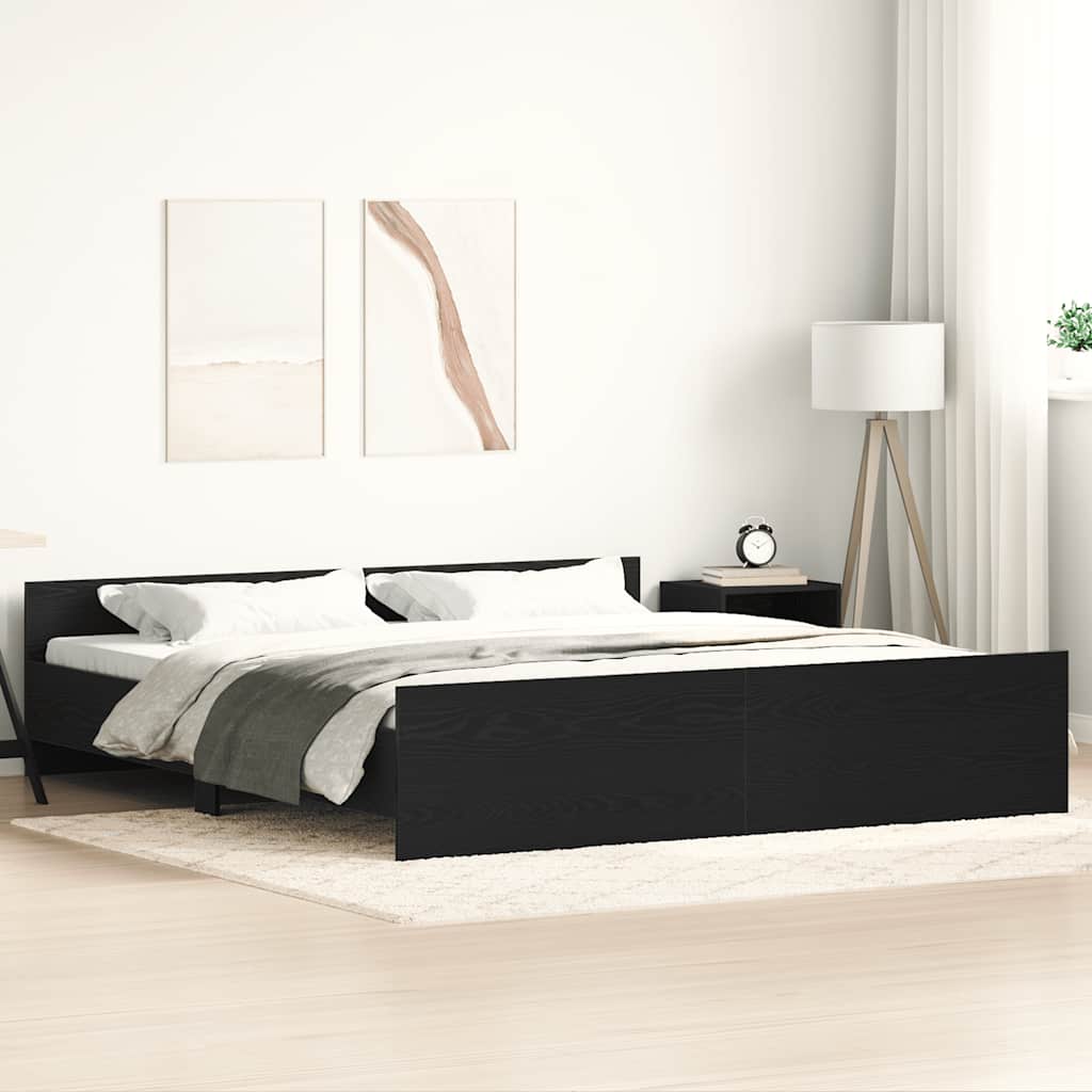 voodiraam madratsita, must tamm, 180 x 200 cm, töödeldud puit
