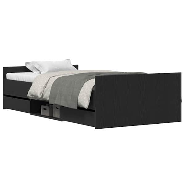 vidaXL Voodi raam sahtliga Must tamm 203 x 93 x 50 cm Tehispuit